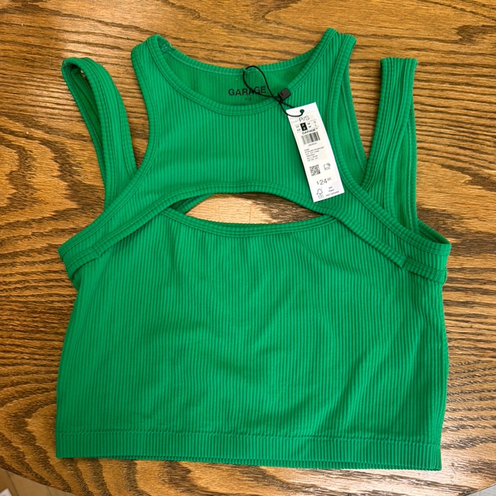 NWT Garage Vibrant Green Ribbed Tank Top